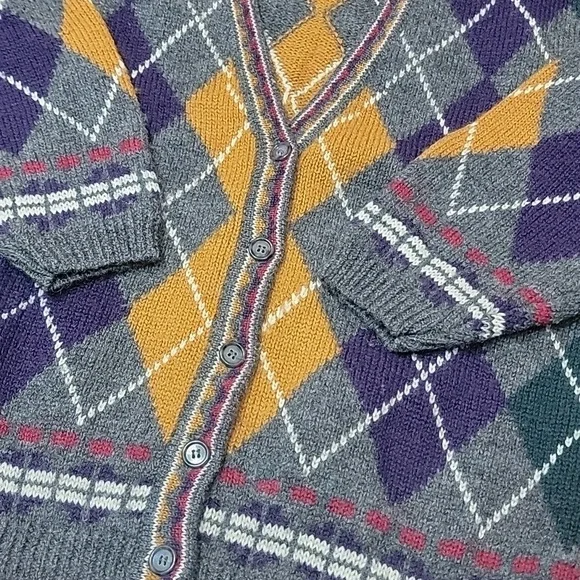 Vintage Wool Argyle Cardigan - Picture 8 of 11
